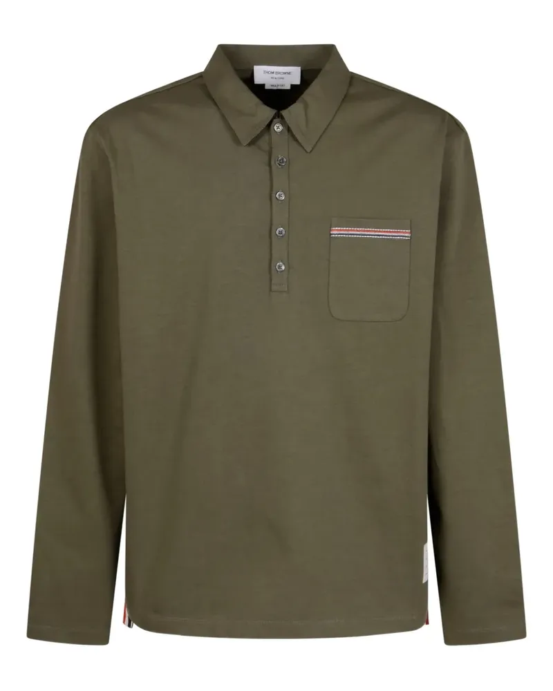 Thom Browne Langärmeliges Poloshirt mit Brusttasche - Grün Grün