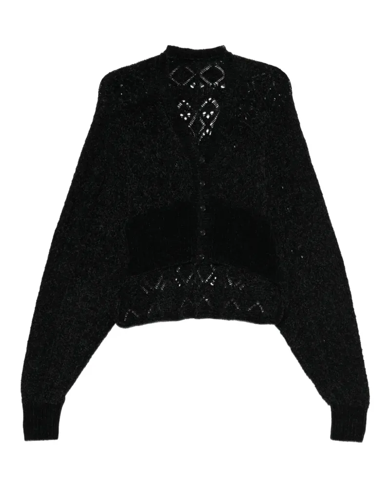 Yohji Yamamoto Gerippter Cardigan - Schwarz Schwarz