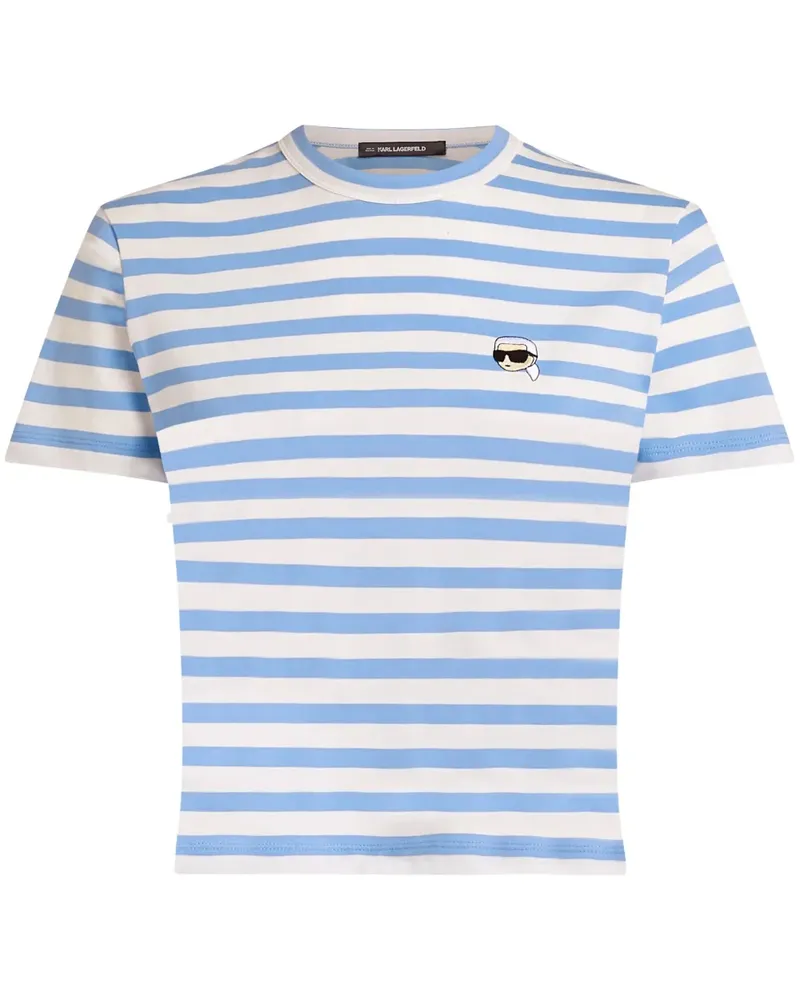 Karl Lagerfeld Gestreiftes Ikon T-Shirt - Blau Blau