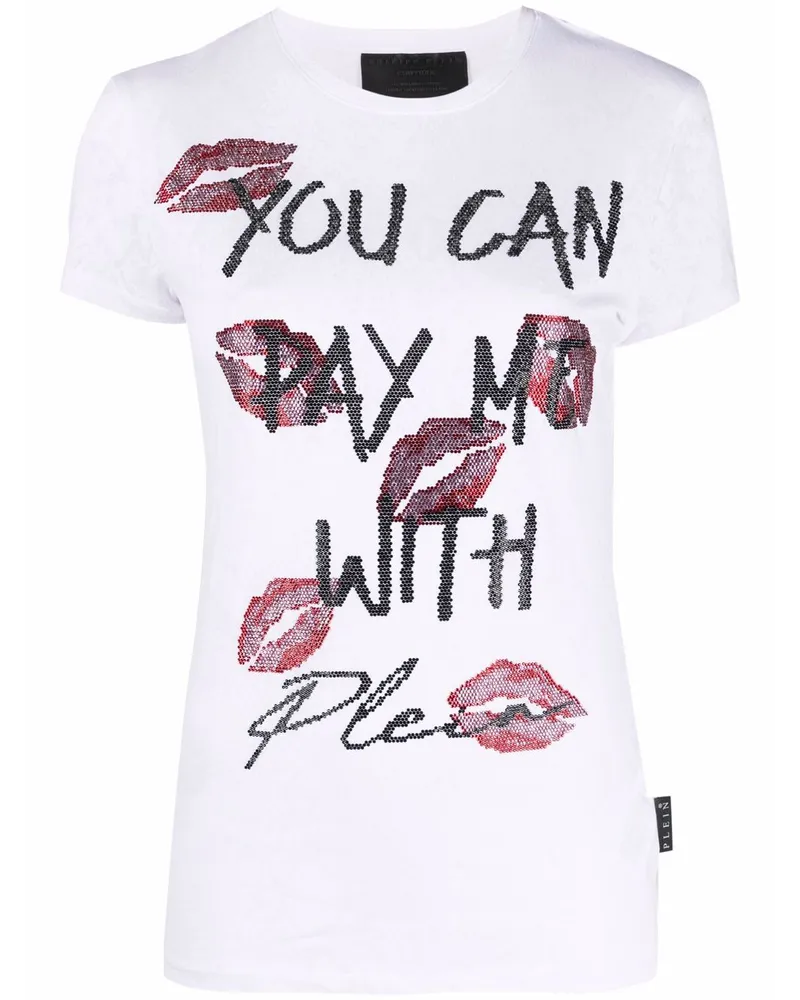 Philipp Plein T-Shirt mit Strassverzierung - Weiß Weiß