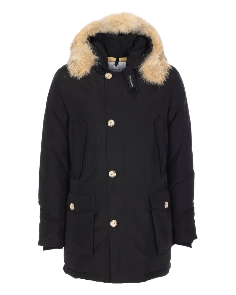 Woolrich Mantel mit Pelzbesatz - Schwarz Schwarz
