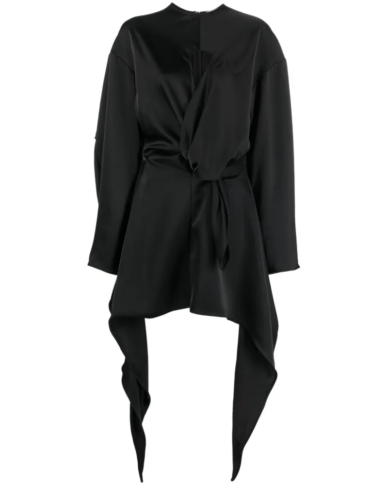 ATTICO Wickelkleid mit Satin-Finish - Schwarz Schwarz
