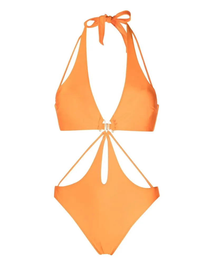 Cult Gaia Neckholder-Badeanzug mit Cut-Outs - Orange Orange