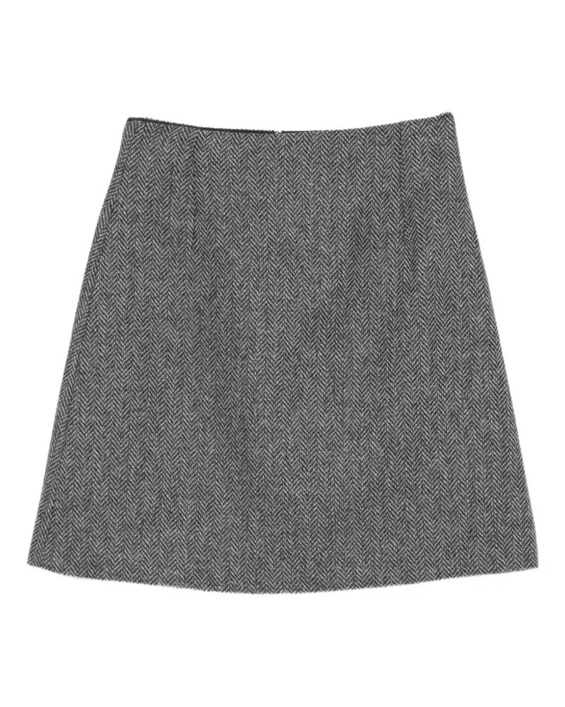 Max Mara Rock mit Fischgrätenmuster - Grau Grau