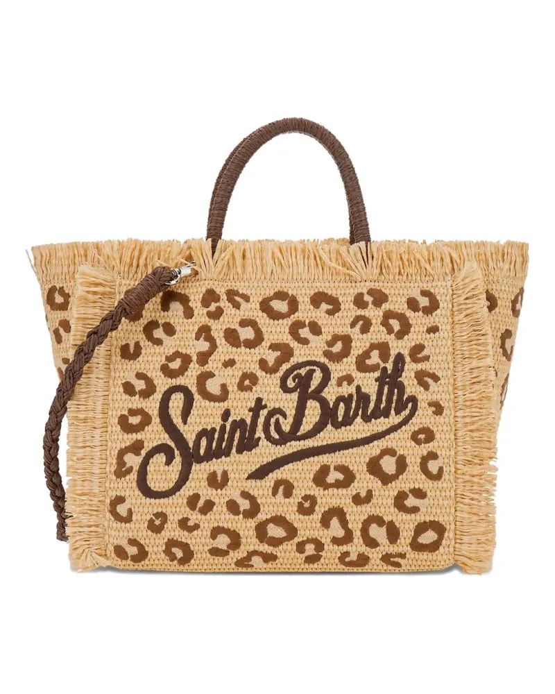 MC2 Saint Barth Colette fringe animal-print tote bag - Nude Nude