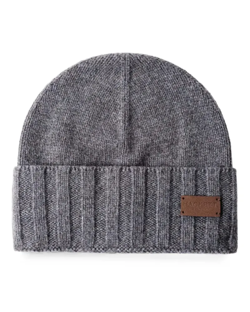 Hackett Beanie mit geripptem Besatz - Grau Grau