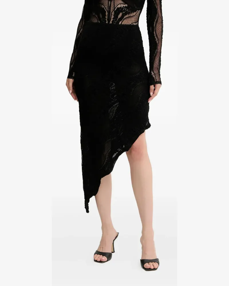 Charo Ruiz asymmetric lace skirt - Schwarz Schwarz
