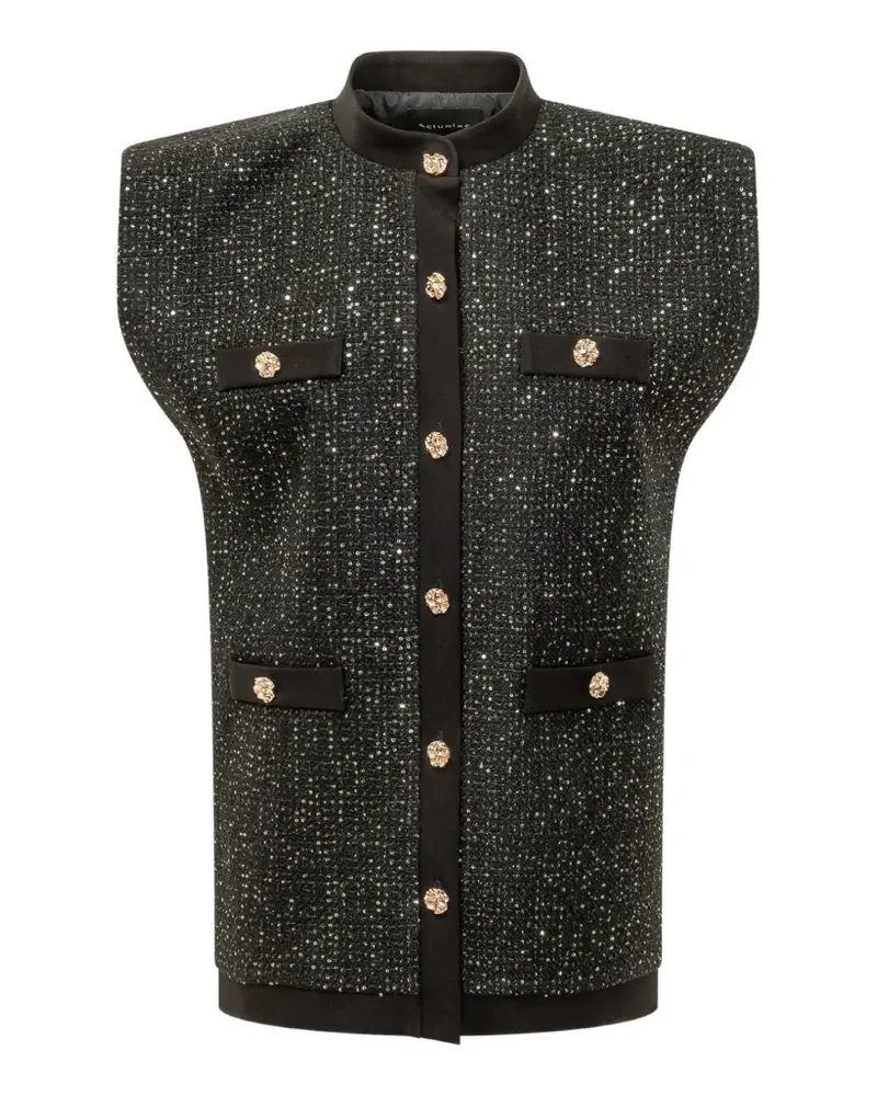 ACTUALEE sequin-embellished padded-shoulder gilet - Schwarz Schwarz