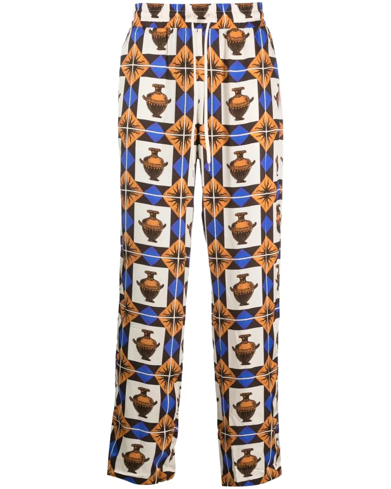 Drôle de Monsieur Weite Hose mit Zalij-Muster - Braun Braun