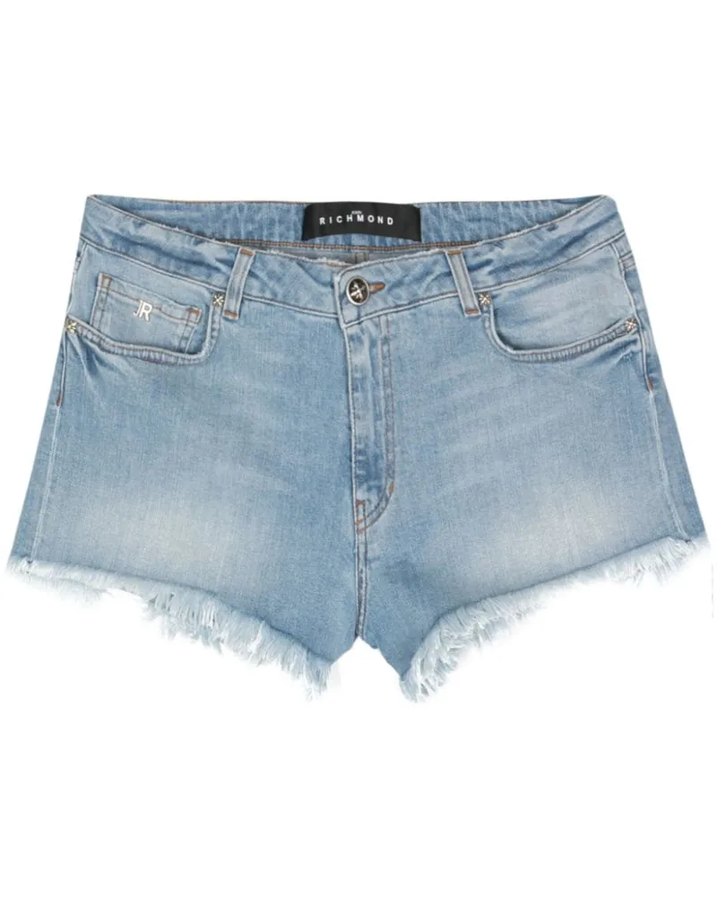 John Richmond Jeans-Shorts mit Logo-Print Blau