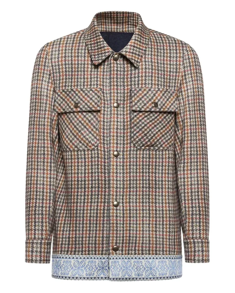 Pierre-Louis Mascia houndstooth-trimmed jacket - Nude Nude