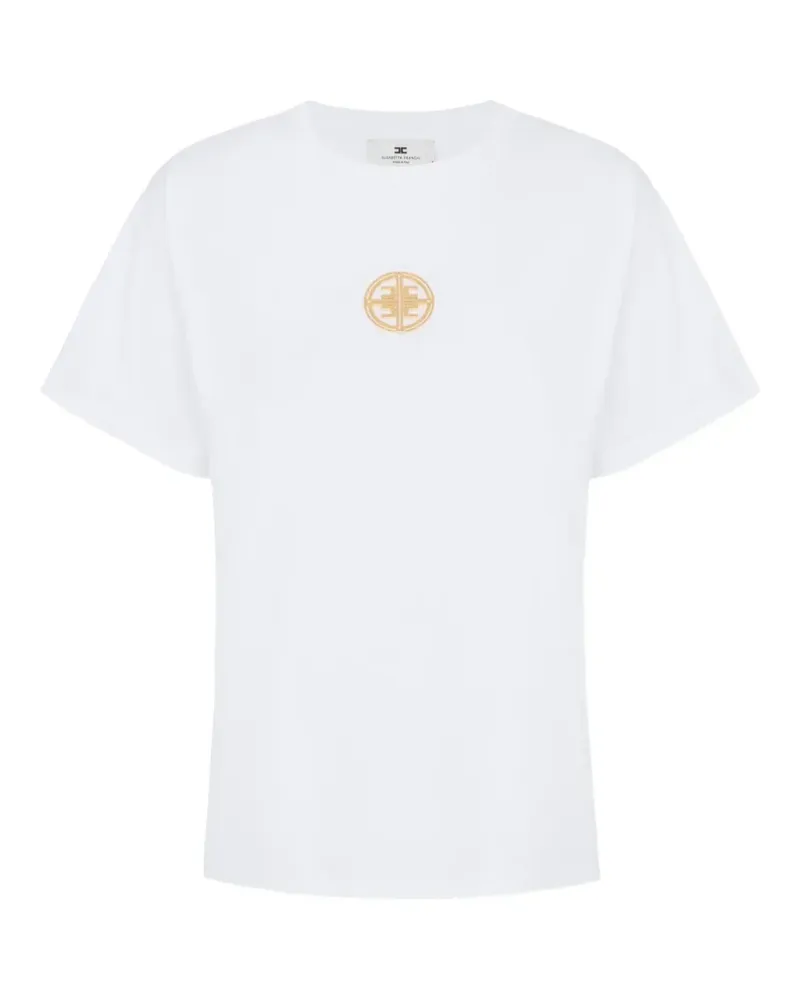 Elisabetta Franchi jersey T-shirt with jewel logo - Weiß Weiß
