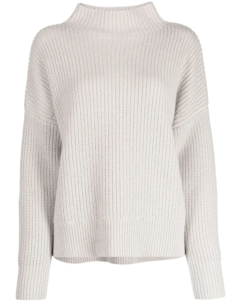 N.Peal Gerippter Pullover mit Stehkragen - Grau Grau