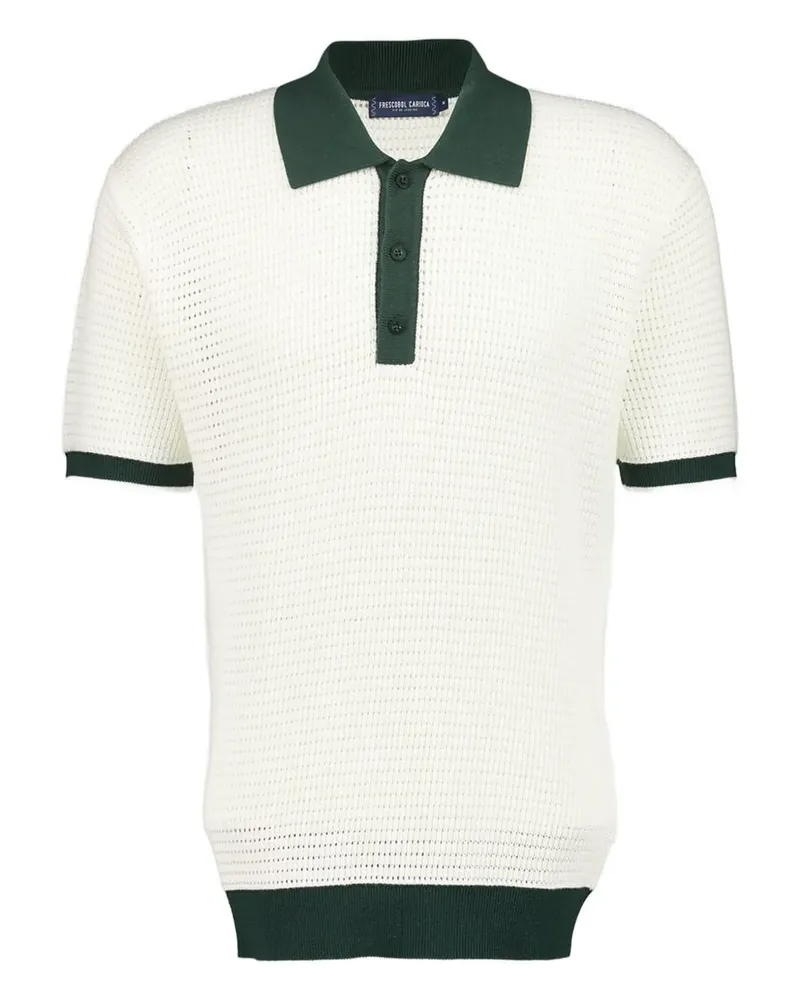 Frescobol Carioca Gehäkeltes Poloshirt mit V-Ausschnitt - Weiß Weiß