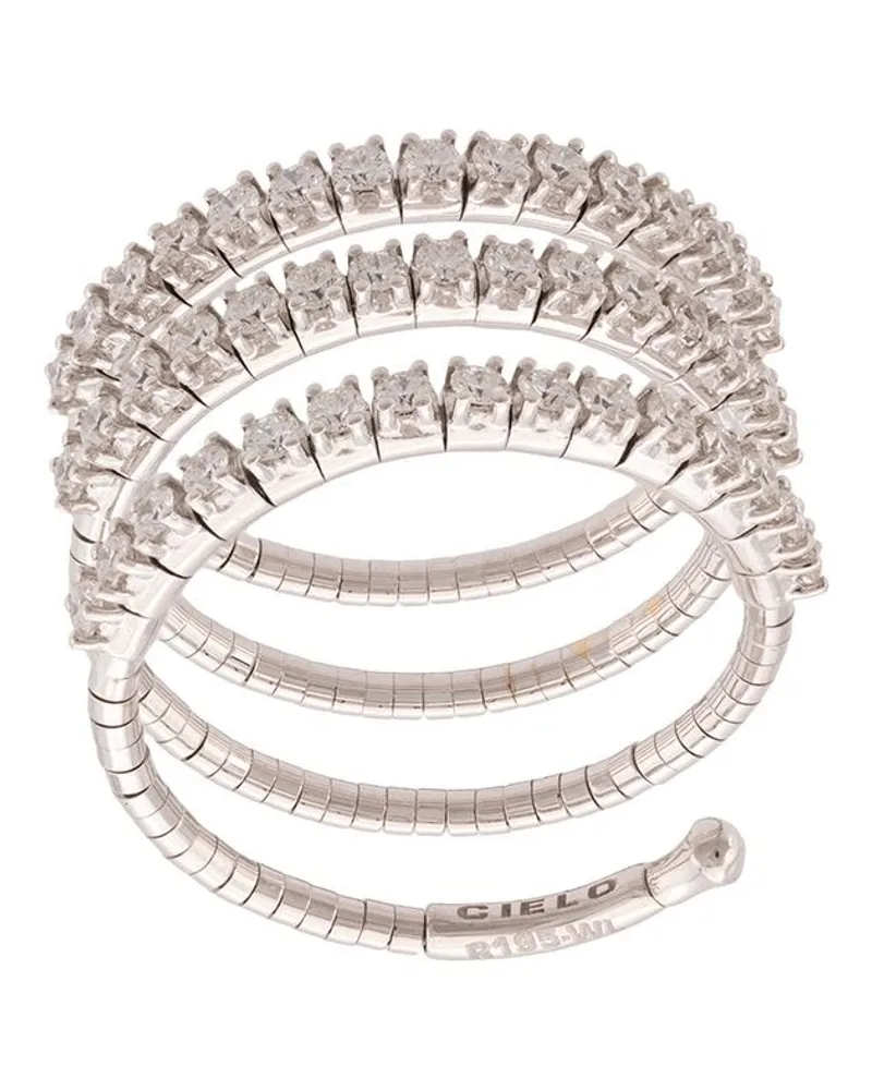 Mattia Cielo 18kt 'Rugiada' Weißgoldring mit Diamanten - Silber Silber