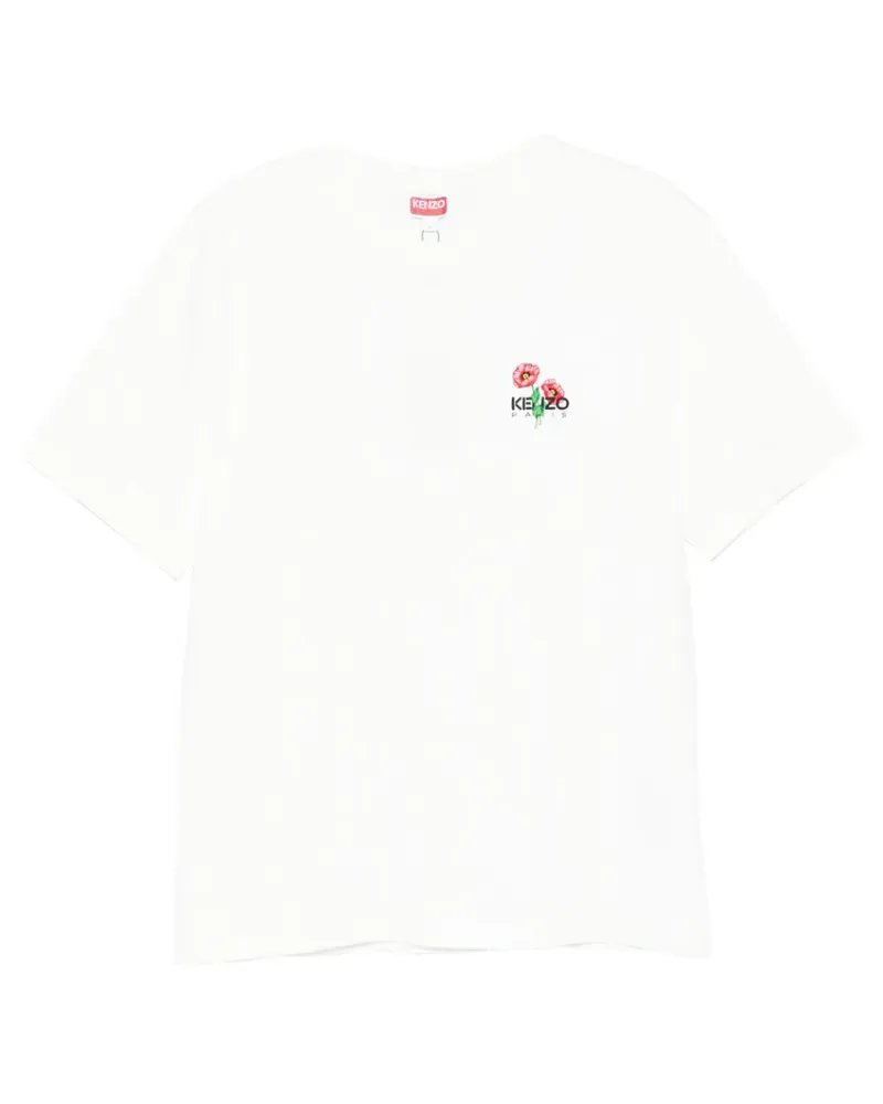 Kenzo T-Shirt mit Mohnstickerei - Weiß Weiß