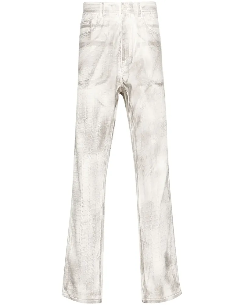 Kanghyuk Gerade Hose mit abstraktem Print - Weiß Weiß
