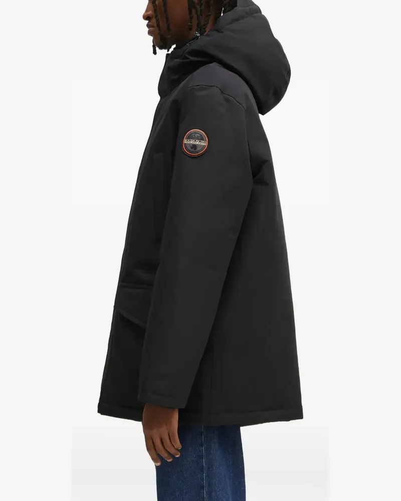 Napapijri logo-patch hooded jacket - Schwarz Schwarz