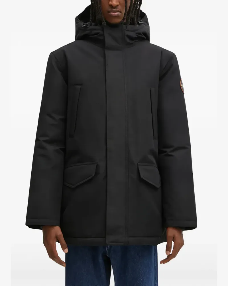 Napapijri logo-patch hooded jacket - Schwarz Schwarz