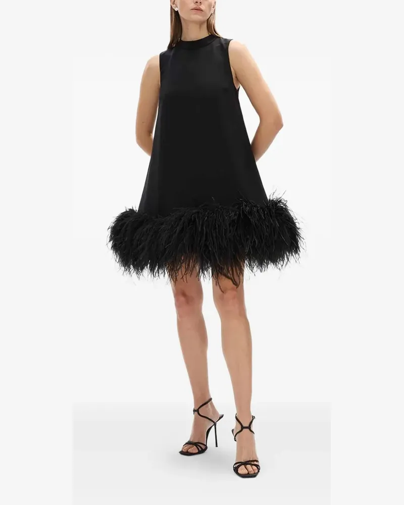 Rachel Gilbert Link Minikleid mit Federn - Schwarz Schwarz