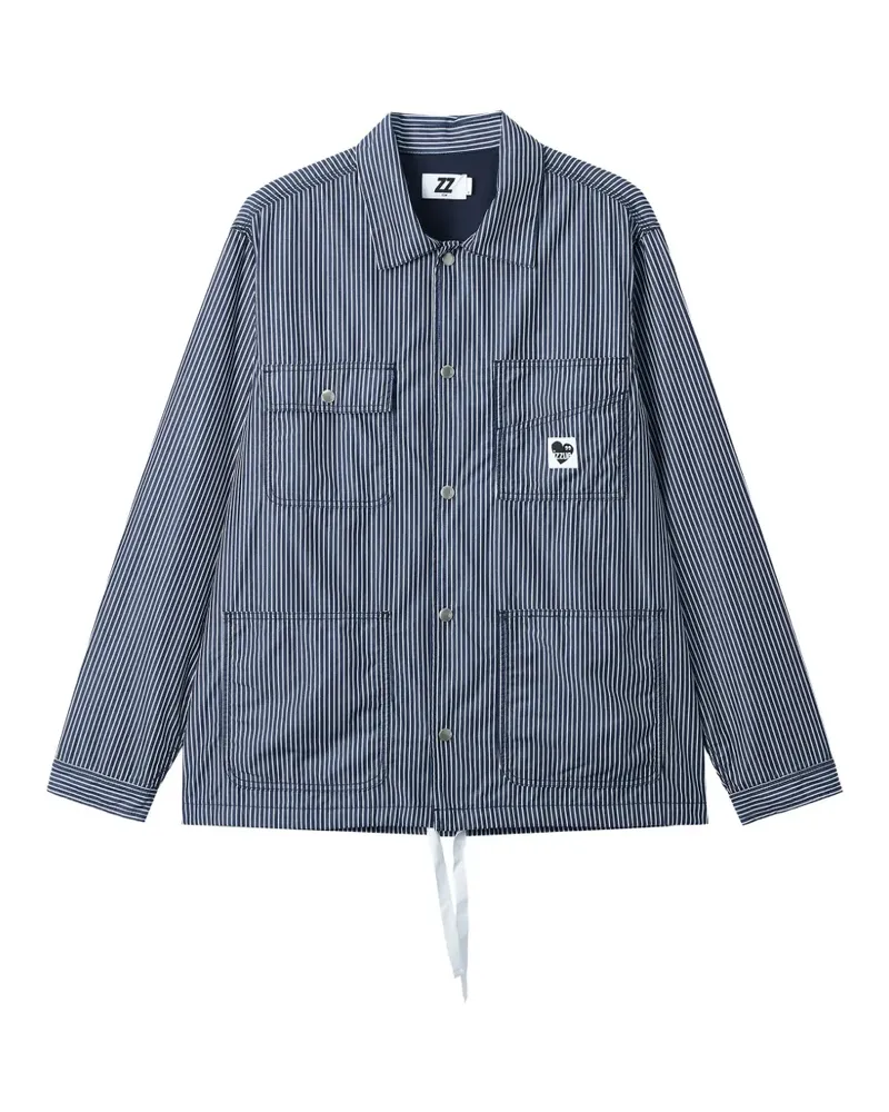Izzue Gestreifte Jacke mit Patch - Blau Blau