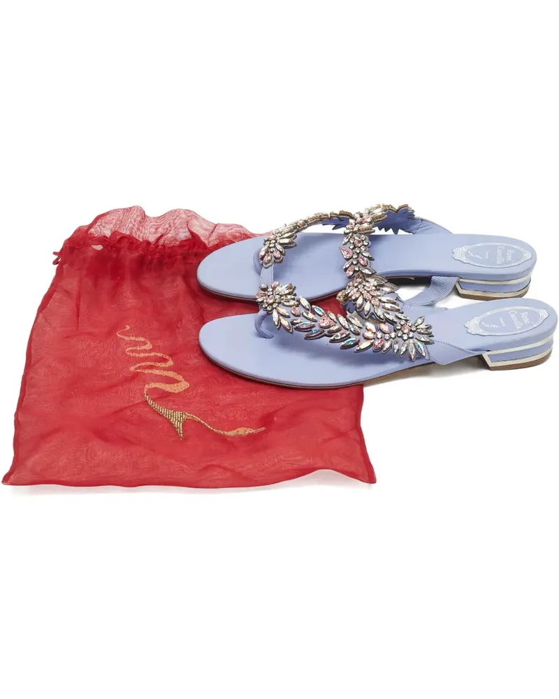 René Caovilla crystal-embellished leather sandals - Blau Blau