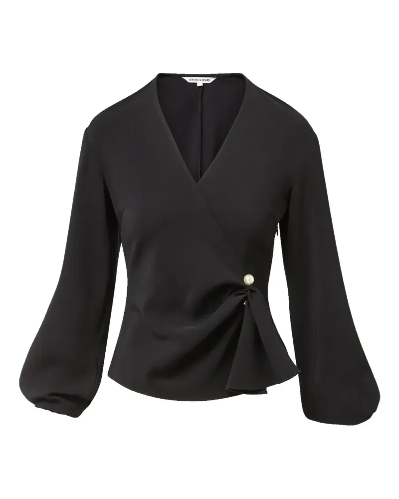 Veronica Beard Drew Wickelbluse mit Kunstperlen - Schwarz Schwarz