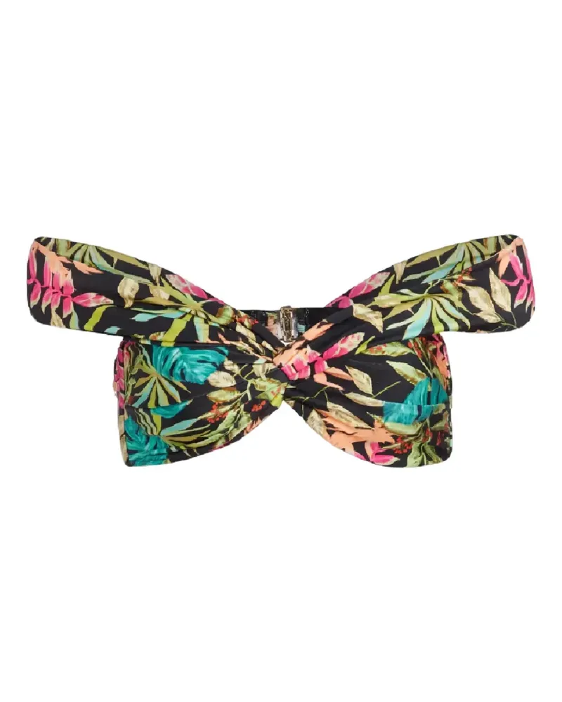 Pat Bo Tropical ruffled bikini top - Schwarz Schwarz