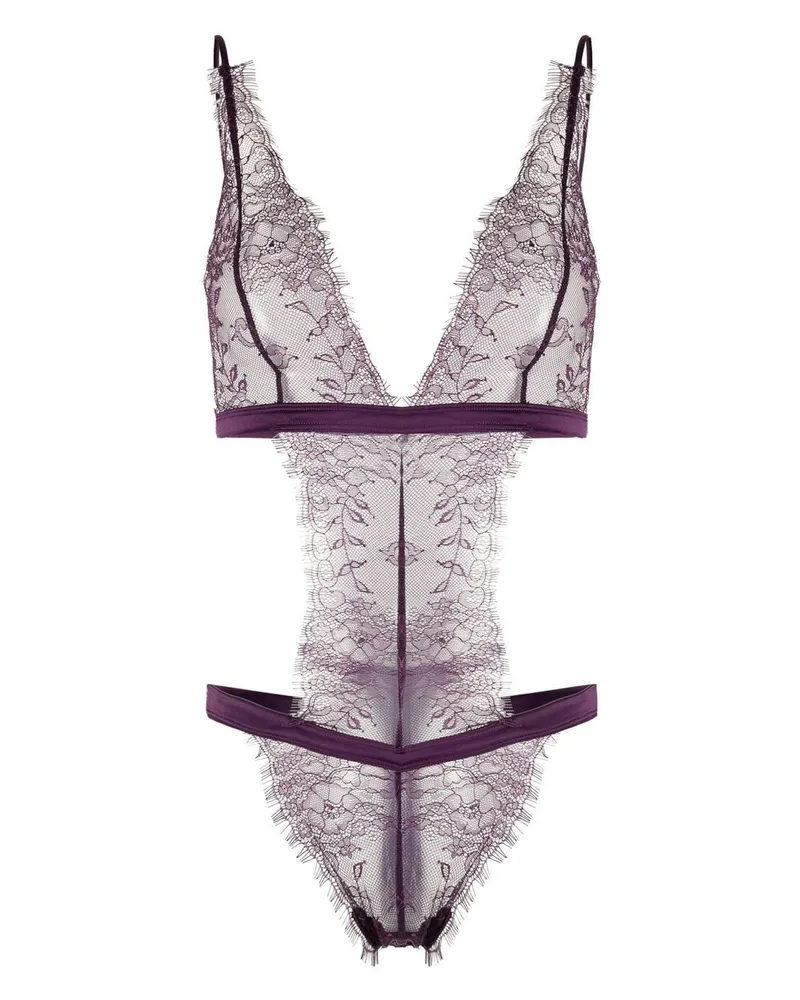 Maison Close Body mit Spitzeneinsatz Violett