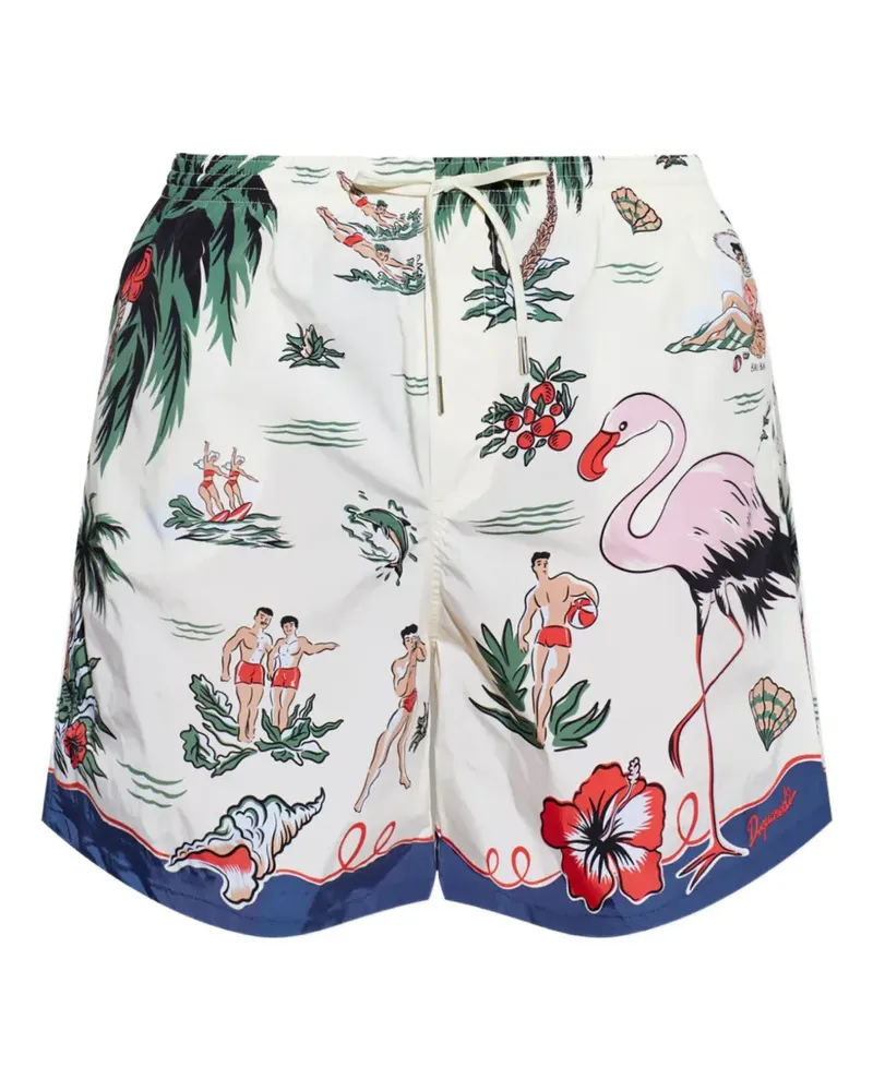 Dsquared2 graphic-print drawstring swim shorts - Weiß Weiß