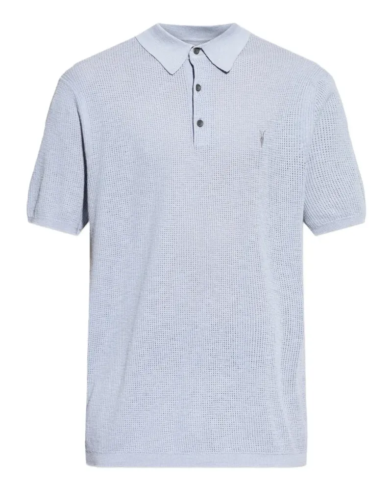 AllSaints Poloshirt mit Knopfleiste - Blau Blau