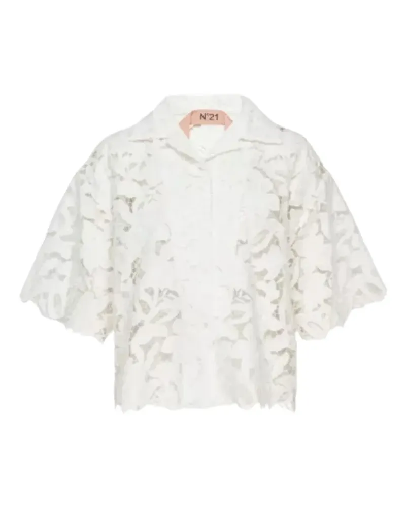 N° 21 floral-lace short-sleeved shirt - Weiß Weiß