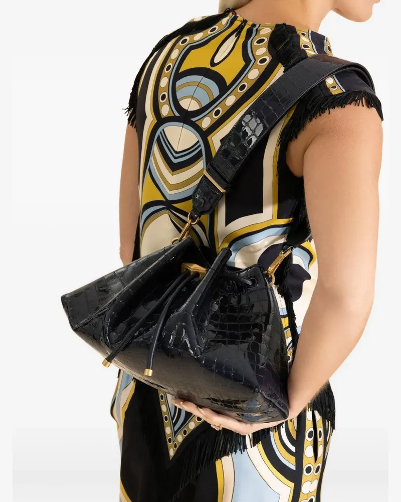 Jimmy Choo Bon Bon Schultertasche mit Kroko-Effekt - Blau Blau