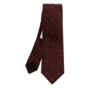 Gepunktete Krawatte mit Totenkopfmuster - Rot