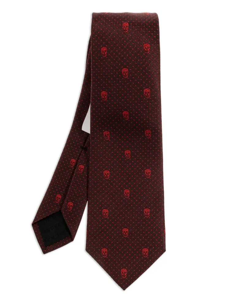 Alexander McQueen skull-pattern dotted tie - Rot Rot