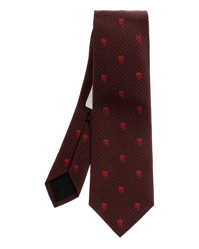 Alexander McQueen skull-pattern dotted tie - Rot Rot