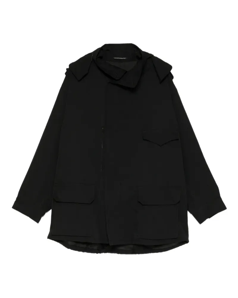 Yohji Yamamoto Schulterklappen-Jacke mit Klappentaschen - Schwarz Schwarz