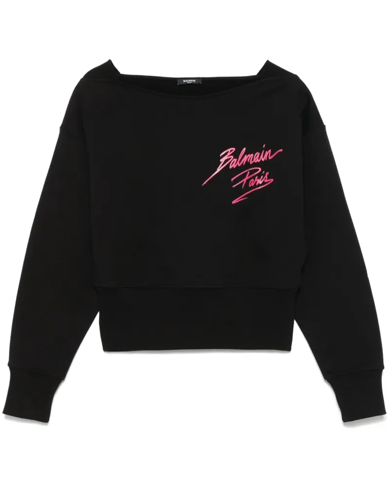Balmain Cropped-Sweatshirt - Schwarz Schwarz