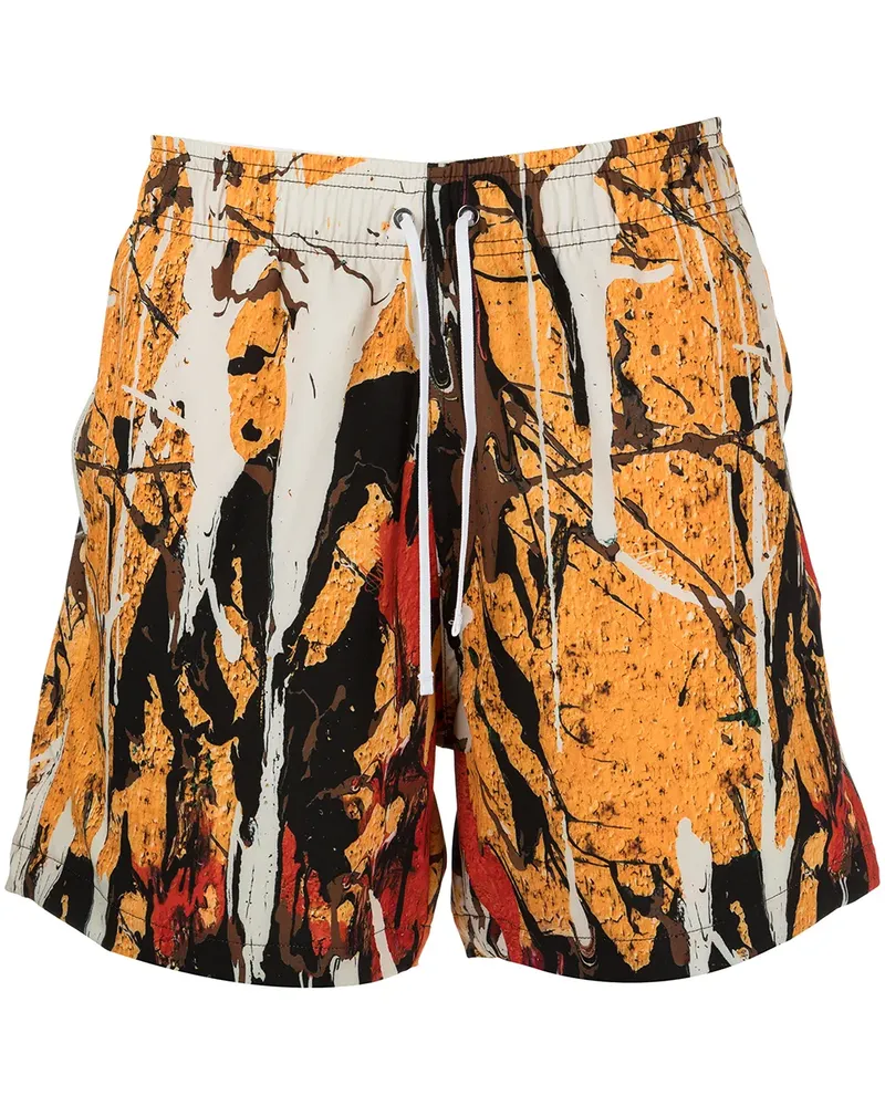 Amiri Shorts mit Farbklecks-Print - Gelb Gelb