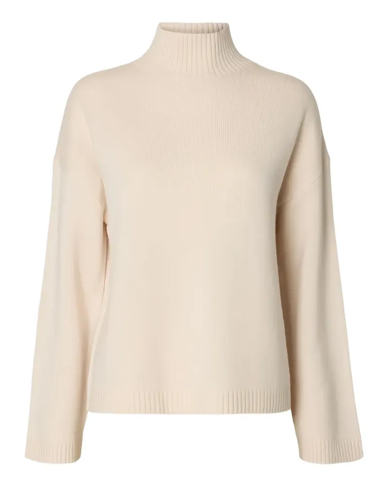 Selected ribbed-knit high-neck sweater - Weiß Weiß