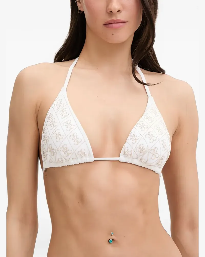 Guess 4G logo triangle bikini top - Weiß Weiß