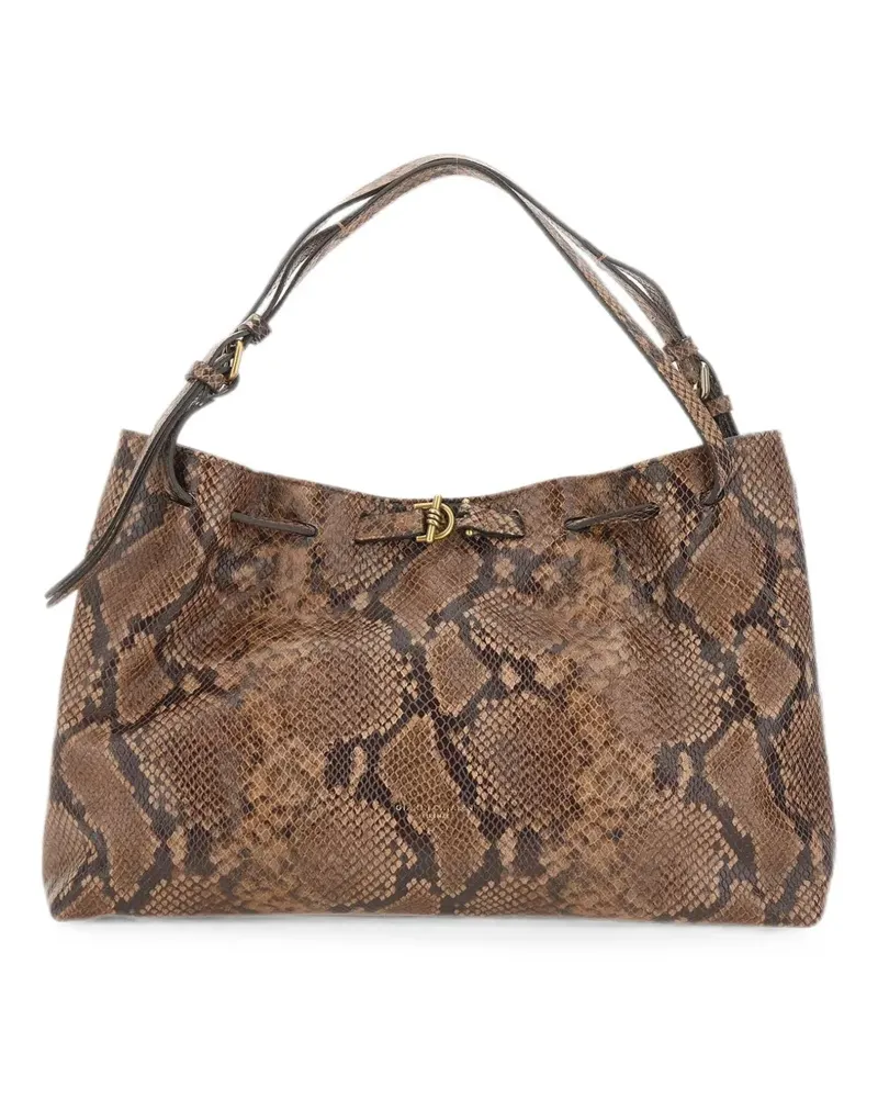 Gianni Chiarini Mimi python-effect leather shoulder bag - Braun Braun