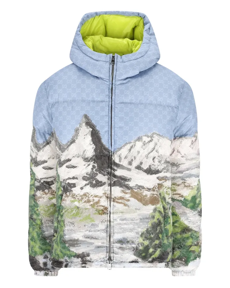 Gucci Alpine Landscape Jacke mit GG-Motiv - Blau Blau