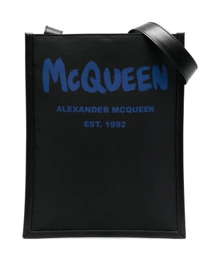 Alexander McQueen Kuriertasche mit Logo-Print - Schwarz Schwarz