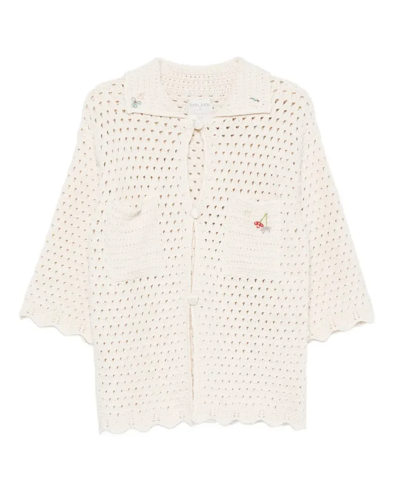 forte_forte crochet-knit cardigan - Nude Nude