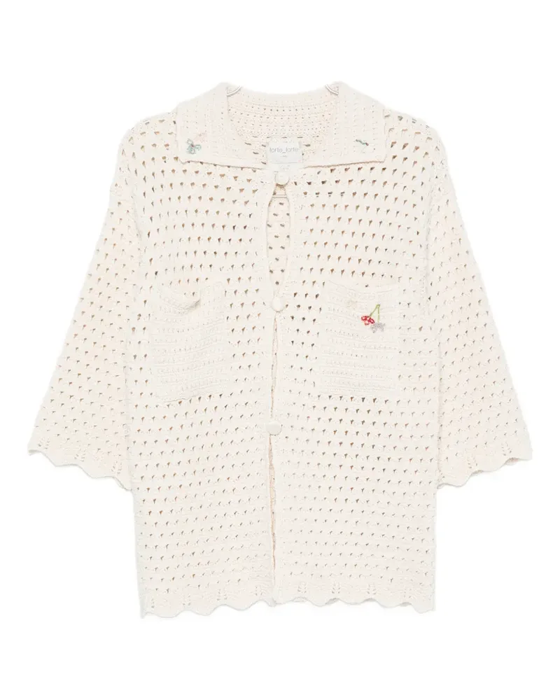 forte_forte crochet-knit cardigan - Nude Nude