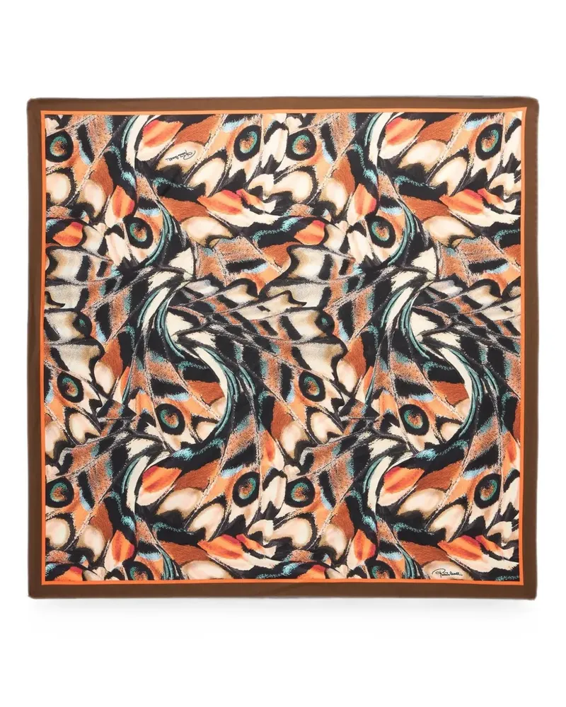 Roberto Cavalli Schal mit Schmetterling-Print - Orange Orange