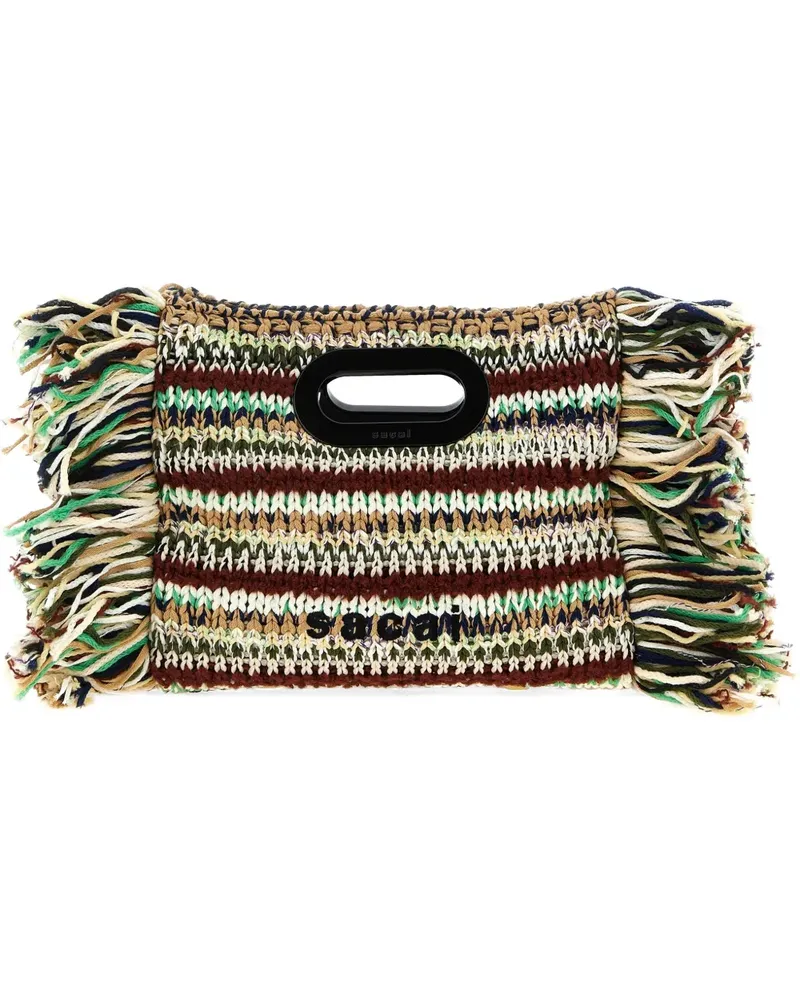 Sacai Kleiner Shopper mit Fransen - Nude Nude