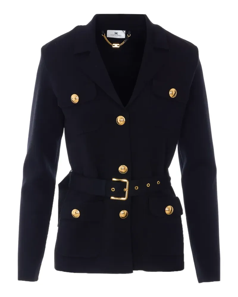 Elisabetta Franchi belted logo-button jacket - Blau Blau