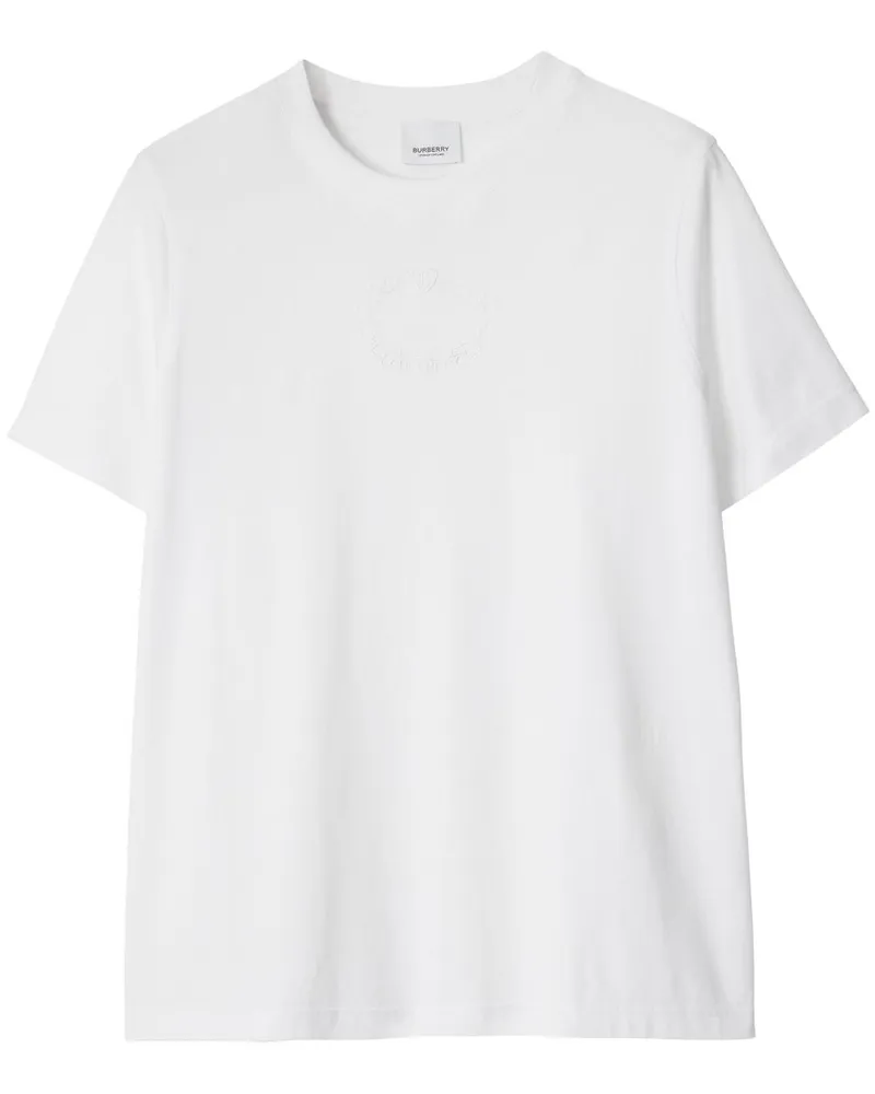 Burberry T-Shirt mit Logo-Stickerei - Weiß Weiß